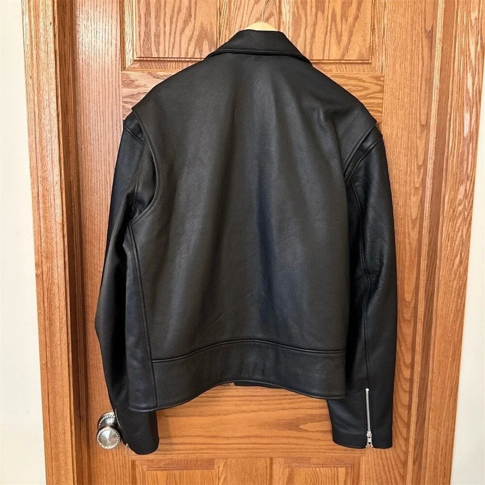 Excelled Motorcycle Jacket Mens Size 48 Black Belted Asym Zip Big & Tall